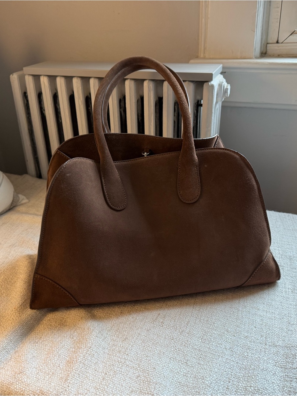 COS Suede Bowling Bag Brown Great Condition